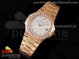 Nautilus 5711 RG PPF 1:1 Best Edition White Dial Diamonds Markers and Bezel on RG Bracelet 324CS  V3