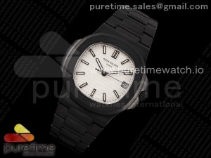 Nautilus 5711 PVD All Black PPF 1:1 Best Edition White Textured Dial on PVD Bracelet 324CS  V4
