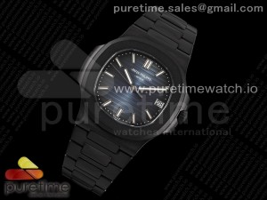 Nautilus 5711 PVD All Black PPF 1:1 Best Edition Blue Textured Dial on PVD Bracelet 324CS  V4