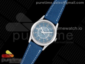Calatrava 6007A-001 SS ZF 1:1 Best Edition Blue Dial on Blue Leather Strap A324CS