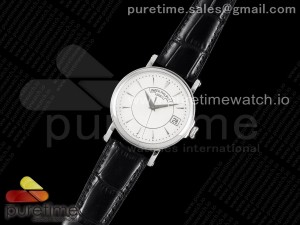 Calatrava 5153 SS ZF 1:1 Best Edition White Dial on Black Leather Strap A324CS