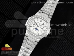 Nautilus 5740 SS GRF Best Edition White Dial Diamonds Bezel on SS Bracelet A240