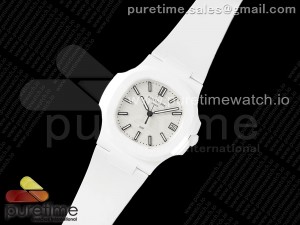 AET Nautilus 5711 White Ceramic AMGF Best Edition White Dial on White Rubber Strap MIYOTA 9015