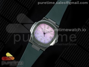 AET Nautilus 5711 Green Ceramic AMGF Best Edition Purple/Pink Dial on Green Rubber Strap MIYOTA 9015