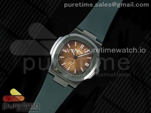 AET Nautilus 5711 Green Ceramic AMGF Best Edition Brown Dial on Green Rubber Strap MIYOTA 9015