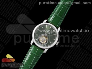 PP Tourbillon SS RMSF Edition Green Dial on Green Leather Strap