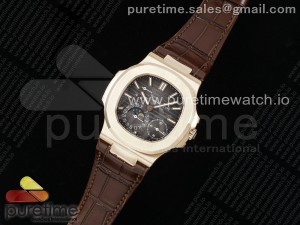 Nautilus 5712 RG PPF 1:1 Best Edition Brown Dial on Brown Leather Strap A240 Super Clone V2