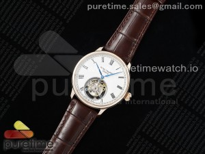 PP Tourbillon RG RMSF Edition White Dial Roman Markers on Brown Leather Strap