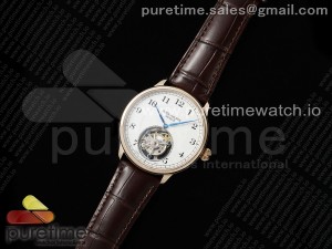 PP Tourbillon RG RMSF Edition White Dial Numeral Markers on Brown Leather Strap