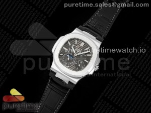 Nautilus 5712 SS PPF 1:1 Best Edition Gray Dial on Black Leather Strap A240 Super Clone V2