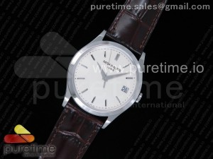 Calatrava 5296G SS ZF 1:1 Best Edition Ivory Dial on Brown Leather Strap 324CS 
