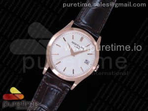 Calatrava 5296R RG ZF 1:1 Best Edition Ivory Dial on Brown Leather Strap 324CS 