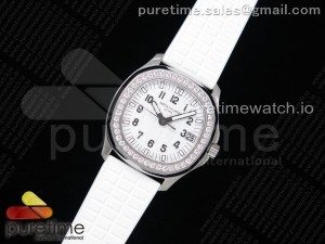 Aquanaut 5068 SS PPF 1:1 Best Edition White Textured Dial on White Rubber Strap 324CS