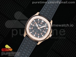 Aquanaut 5068 RG PPF 1:1 Best Edition Black Textured Dial on Black Rubber Strap 324CS