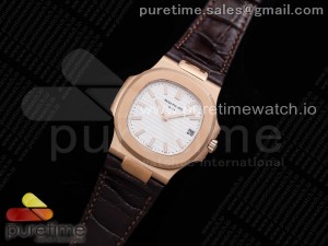 Nautilus 5711/1R PPF 1:1 Best Edition White Textured Dial on Brown Leather Strap 324CS