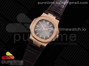 Nautilus 5711/1R PPF 1:1 Best Edition Brown Textured Dial on Brown Leather Strap 324CS