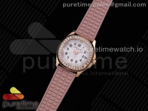 Aquanaut 5068 RG PPF 1:1 Best Edition White Textured Dial on Pink Rubber Strap 324CS