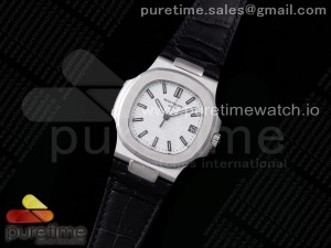 Nautilus 5711/1A PPF 1:1 Best Edition White Textured Dial on Black Leather Strap 324CS V4