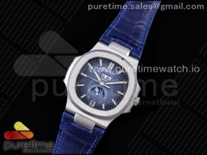 Nautilus 5726 Complicated SS GRF 1:1 Best Edition Blue Textured Dial on Blue Leather Strap A324
