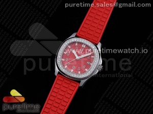 Aquanaut 5067A SS PPF 1:1 Best Edition Red Textured Dial on Red Rubber Strap AE23