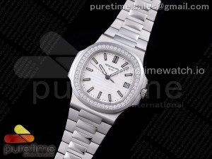 Nautilus 5711/1A PPF 1:1 Best Edition White Dial Diamonds Bezel on SS Bracelet 324CS V3