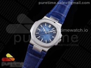 Nautilus 5711 SS GRF 1:1 Best Edition Blue Textured Dial on Blue Leather Strap 324CS