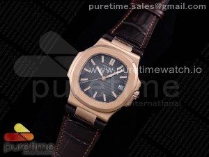 Nautilus 5711 RG GRF 1:1 Best Edition Gray Textured Dial on Brown Leather Strap 324CS