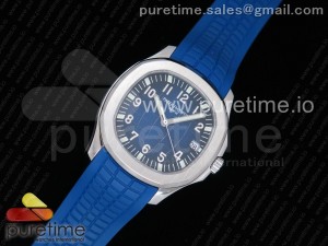 Aquanaut 5168 SS 1:1 Best Edition Blue Textured Dial on Blue Rubber Strap A324 Clone
