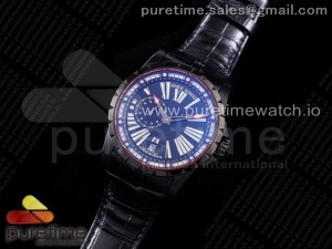 Excalibur DBEX0542 DLC TBF 1:1 Best Edition Blue Dial on Black Leather Strap Micro Rotor Movement