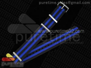 Blue/Black 22mm Width Nylon Strap