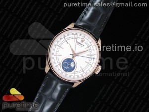 Cellini 50535 Moonphase RG RXW Best Edition White Dial on Brown Leather Strap A2824