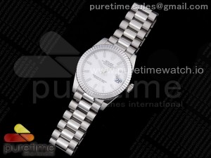 DateJust 31 Ladies 278289 GMF 316L Steel White Dial Stick Markers on President Syle Bracelet
