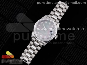DateJust 31 Ladies 278289 GMF 316L Steel Gray MOP Dial Diamonds Markers on President Syle Bracelet