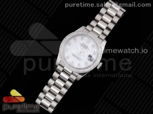 DateJust 31 Ladies 278289 GMF 316L Steel White Dial Diamonds Bezel and Markers on President Syle Bracelet