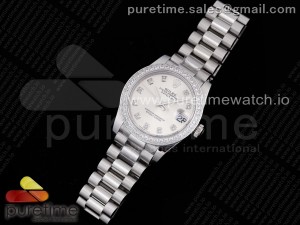 DateJust 31 Ladies 278289 GMF 316L Steel Silver Dial Diamonds Bezel and Markers on President Syle Bracelet