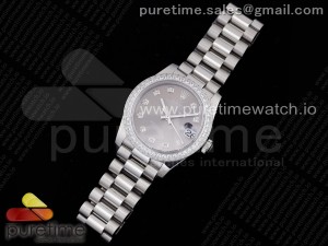DateJust 31 Ladies 278289 GMF 316L Steel Gray Dial Diamonds Bezel and Markers on President Syle Bracelet