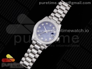 DateJust 31 Ladies 278289 GMF 316L Steel Blue Dial Diamonds Bezel and Markers on President Syle Bracelet