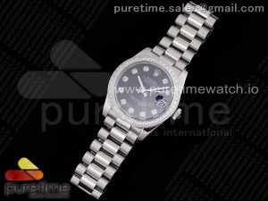 DateJust 31 Ladies 278289 GMF 316L Steel Black Dial Diamonds Bezel and Markers on President Syle Bracelet