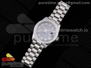 DateJust 31 Ladies 278289 GMF 316L Steel Gray MOP Dial Diamonds Bezel and Markers on President Syle Bracelet