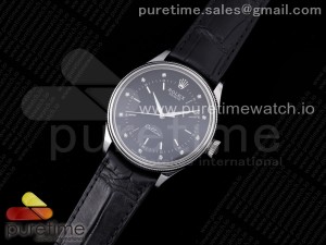 Cellini 50509 SS GMF 1:1 Best Edition Black Dial Diamonds Markers on Black Leather Strap SA3132