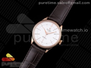 Cellini 50505 RG GMF 1:1 Best Edition White Dial Stick Markers on Brown Leather Strap SA3132