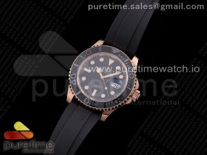 Yacht-Master 116655 Wrapped Gold D1F 1:1 Best Edition Black Ceramic Bezel on Black Rubber Strap A2836