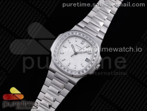 Nautilus 5711 PPF 1:1 Best Edition White Dial Diamonds Bezel on SS Bracelet 324CS 
