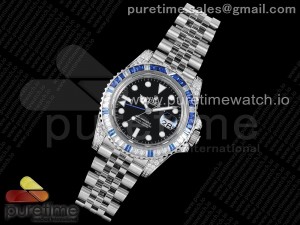 GMT-Master II White/Blue Diamonds Bezel 904L Steel JDF Best Edition SA3285 CHS V3