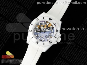 Submariner 40mm White Ceramic 5GF Best Edition Painting  Dial on White Rubber Strap SA3135