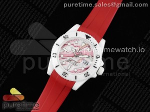 Submariner 40mm White Ceramic 5GF Best Edition White/Red Dial on Red Rubber Strap SA3135
