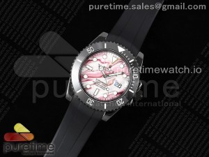 Submariner 40mm Black Ceramic 5GF Best Edition Pink Painting Dial on Black Rubber Strap SA3135