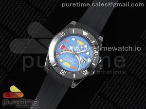 Submariner 40mm Black Ceramic 5GF Best Edition Blue Candy Dial on Black Rubber Strap SA3135