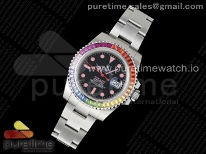 Submariner SS Pink Lady Rainbow Bezel SS RAF 1:1 Best Edition 904L SS Case and Bracelet VR3135