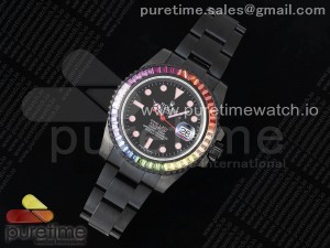 Submariner PVD Pink Lady Rainbow Bezel SS RAF 1:1 Best Edition 904L SS Case and Bracelet VR3135